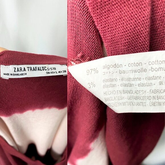 Zara Trafaluc tie dye boho cotton asymmetrical midaxi midi t-shirt dress large - Picture 3 of 4